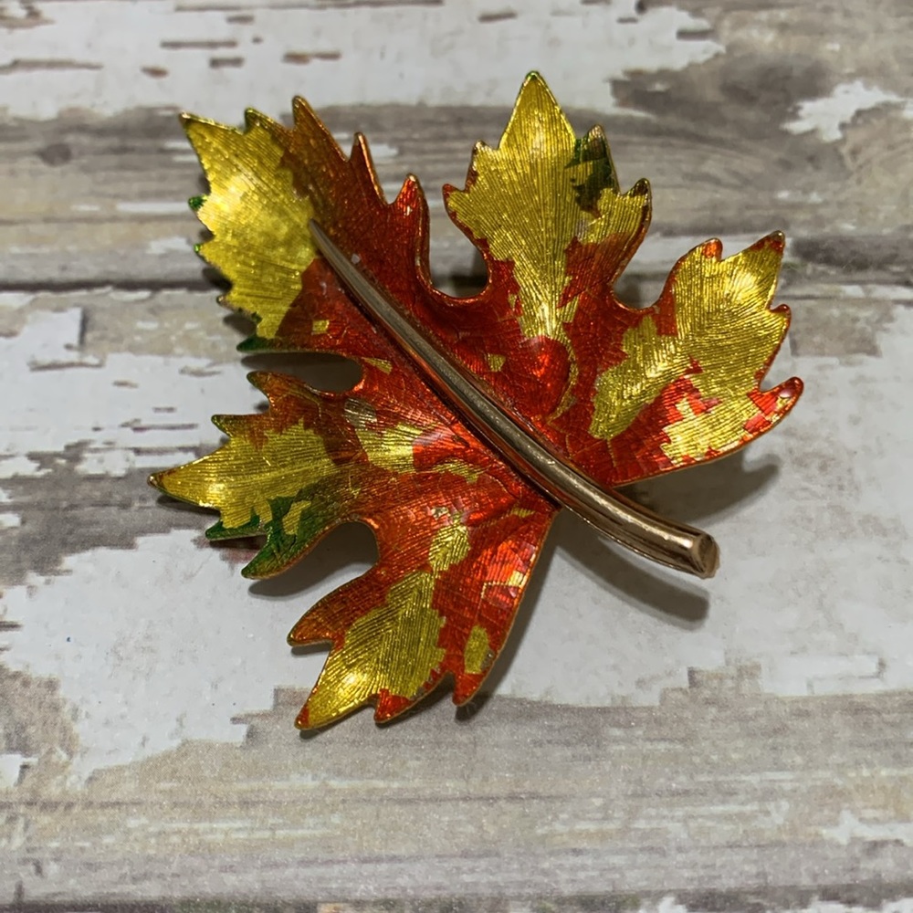 HEDY leaf brooch vibrant